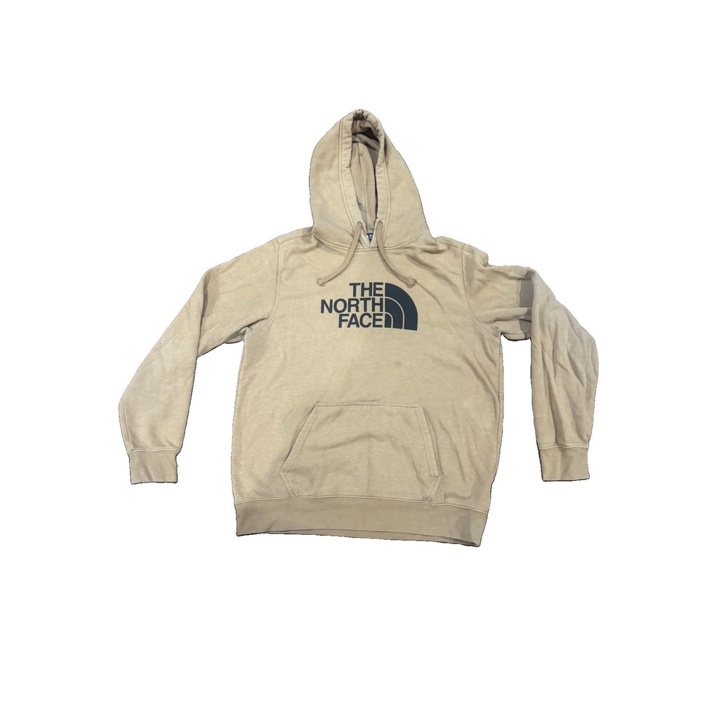 The North Face Half Dome Hoodie Mens L Tan Brown Pullover Logo Sweatshirt